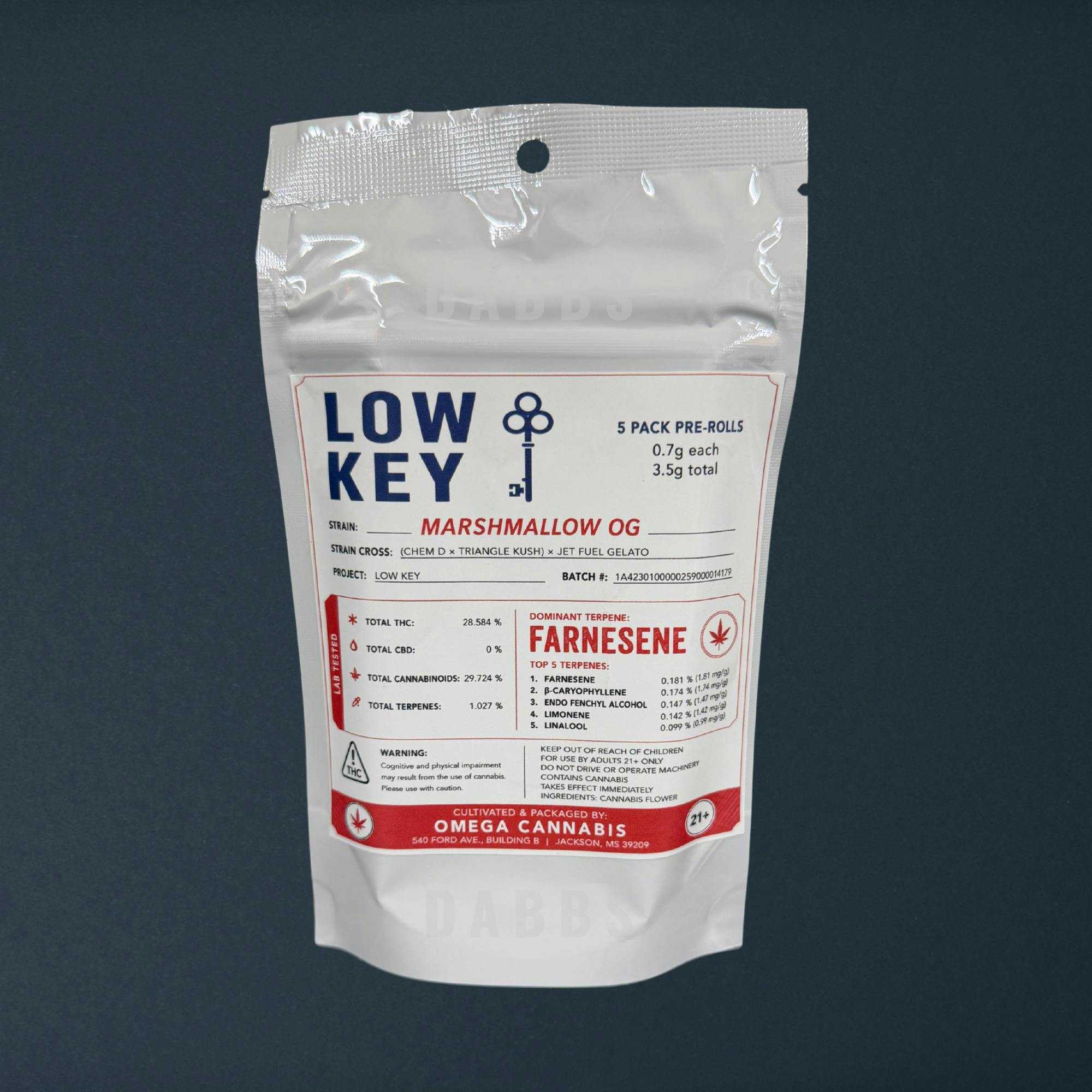 Low Key | 3.5g | Marshmellow OG | 5pk at DABBS Cannabis Dispensary