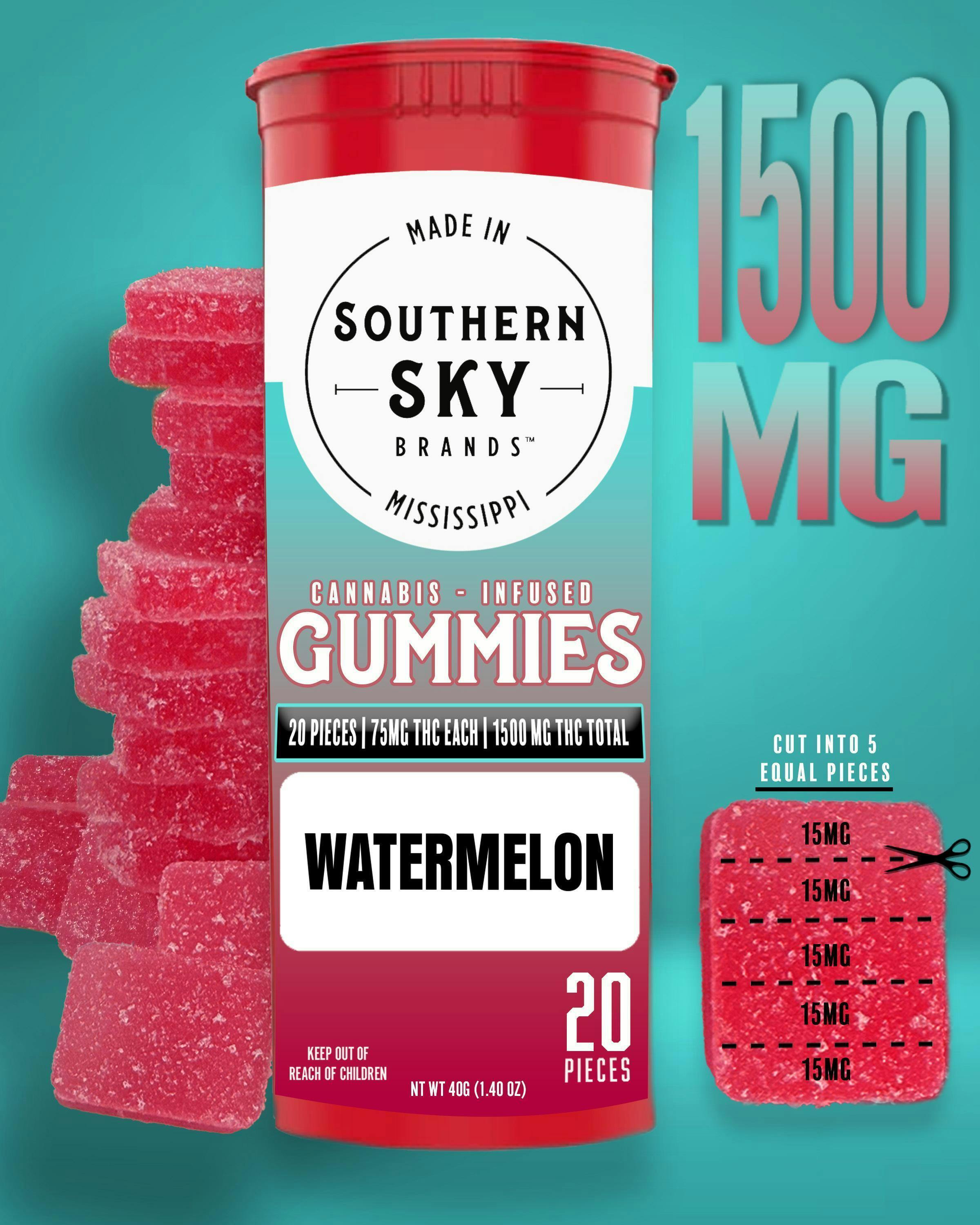 Southern Sky | 1500mg | Watermelon | Gummies | 20pk cannabis product