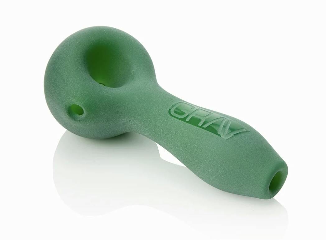 Grav - 4" Sandblasted Spoon Pipe - Green