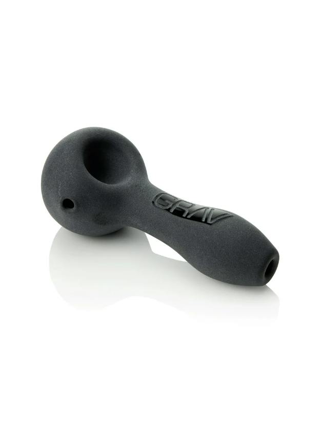 Grav - 4" Sandblasted Spoon Pipe - Black