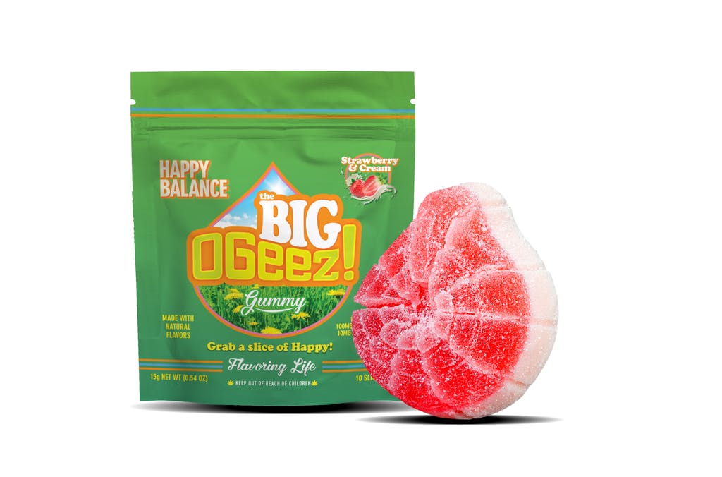OGeez BIG Strawberries And Cream 1:1 CBD:THC Gummy 100mg [1pk] Candy