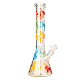 Red Eye Glass 15" Tall Clear Balloon Dog Beaker Base Water Pipe