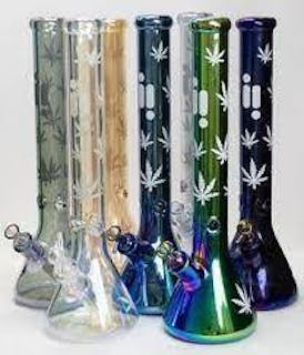 Infinity 18" Beaker Bong, Chrome, Leaves