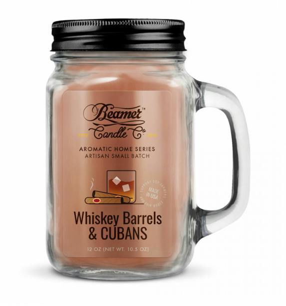 MASON JAR CANDLE (WHISKEY BARRELS & CUBANS) (12oz)