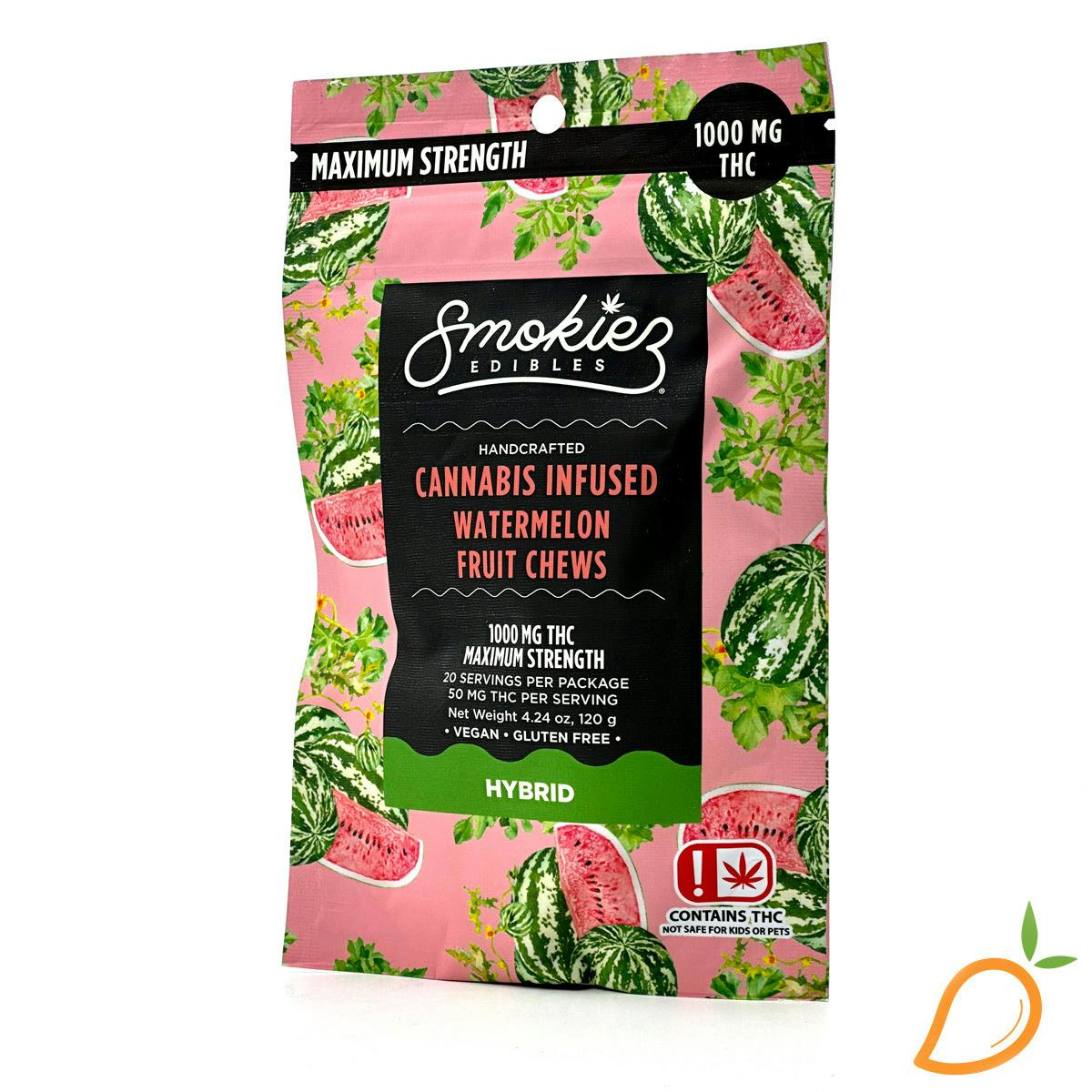1000mg Sweet Watermelon Hybrid Fruit Chews Smokiez