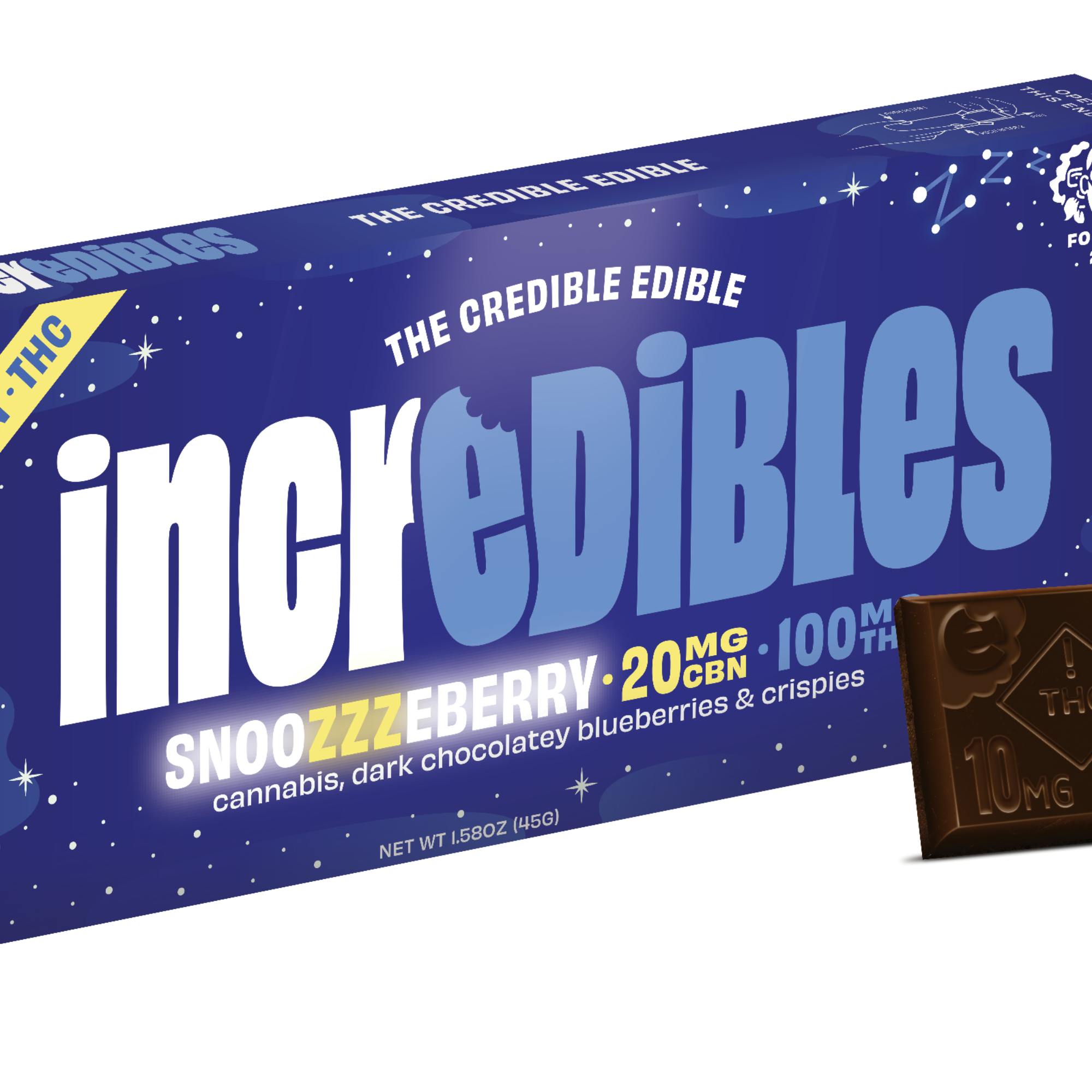 Snoozzzeberry (I) - (5:1 THC:CBN) - 100mg Chocolate Bar - Incredibles