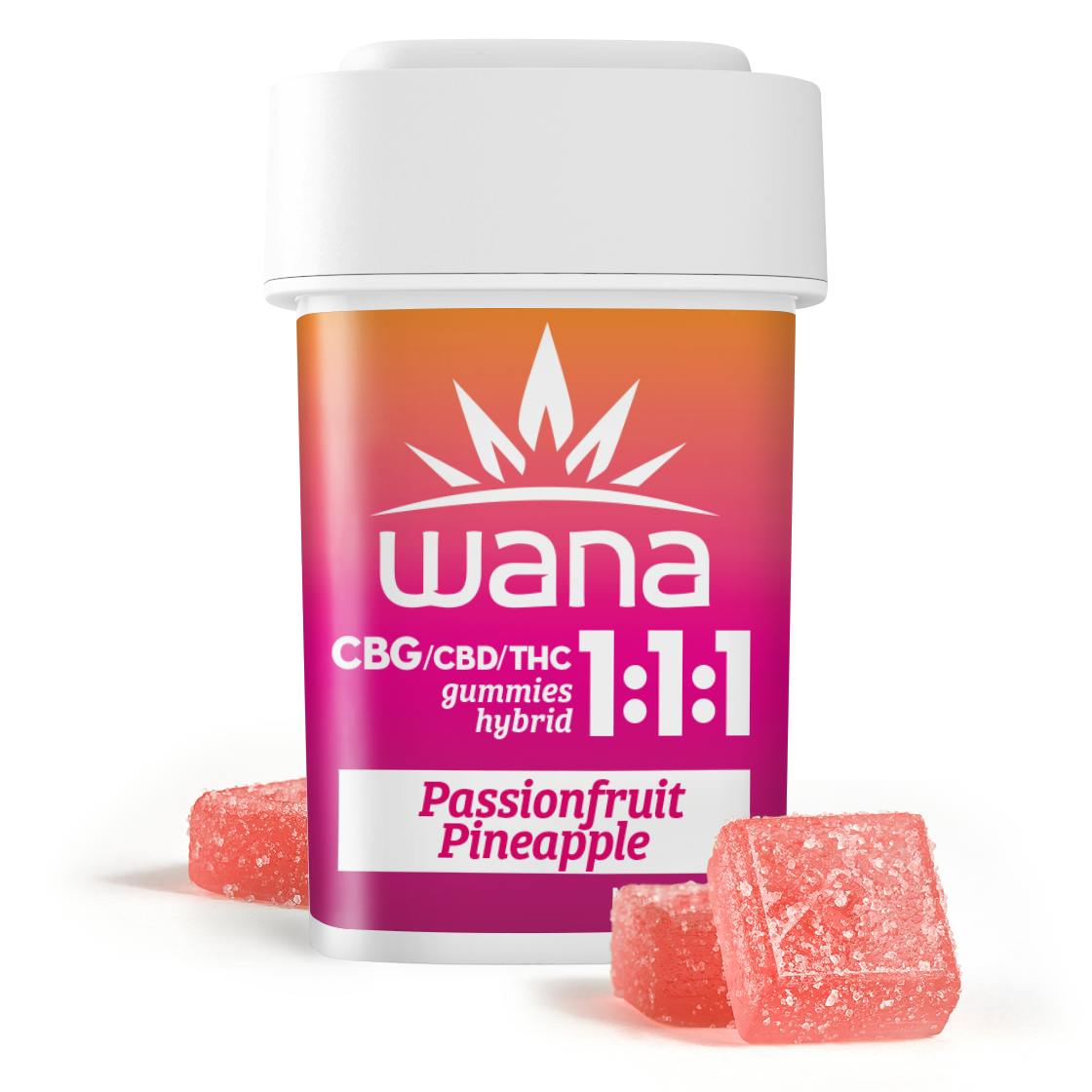 Passionfruit Pineapple (H) - (1:1:1 THC:CBD:CBG) 100mg Gummies - Wana