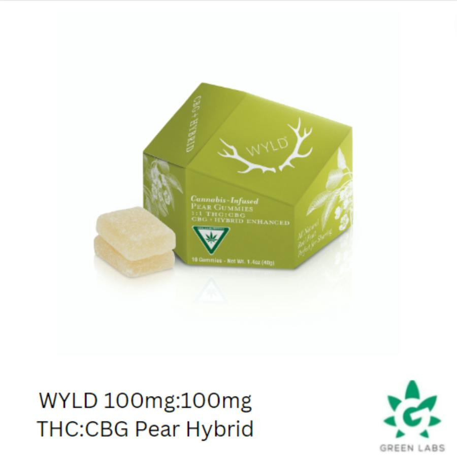 (REC) Wyld Fruit Gummies 100mg THC: 100mg CBG - Pear (Hybrid) - BOTH - 40.0g