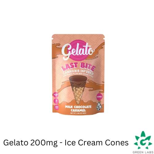 (REC) Gelato - 200mg Chocolate Filled Sugar Cones - Milk Chocolate Caramel