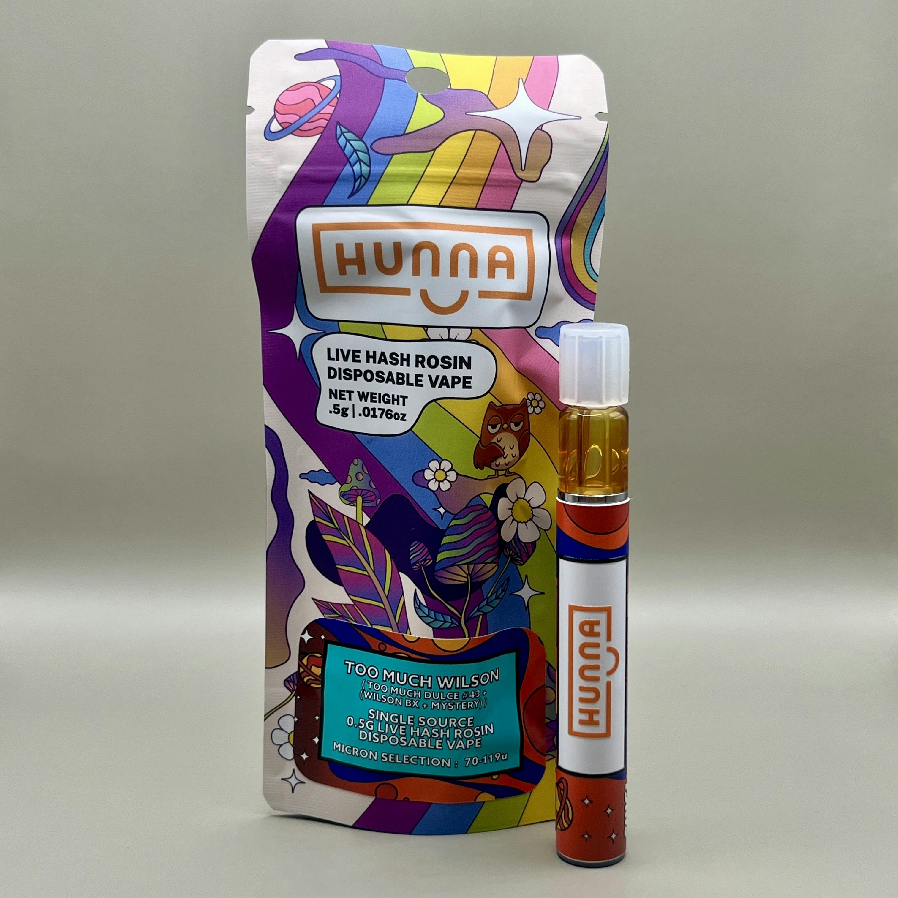 Hunna - .5g Live Rosin Disposable - Too Much Wilson