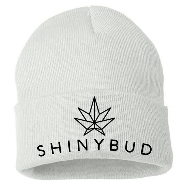 White Shinybud Leaf Beanie