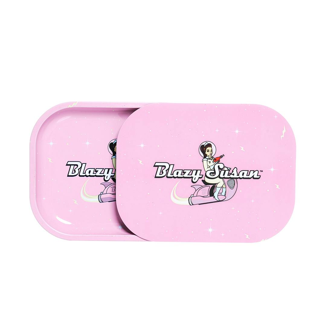 Blazy Susan | Small Rolling Tray w/ Lid | Pink Spacey