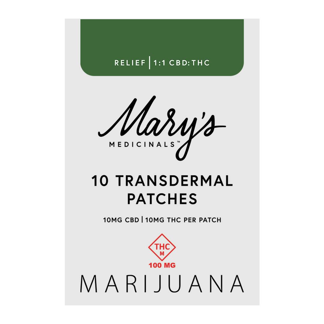 Relief | 1:1 THC:CBD Transdermal Patches | 100mg | 10pk