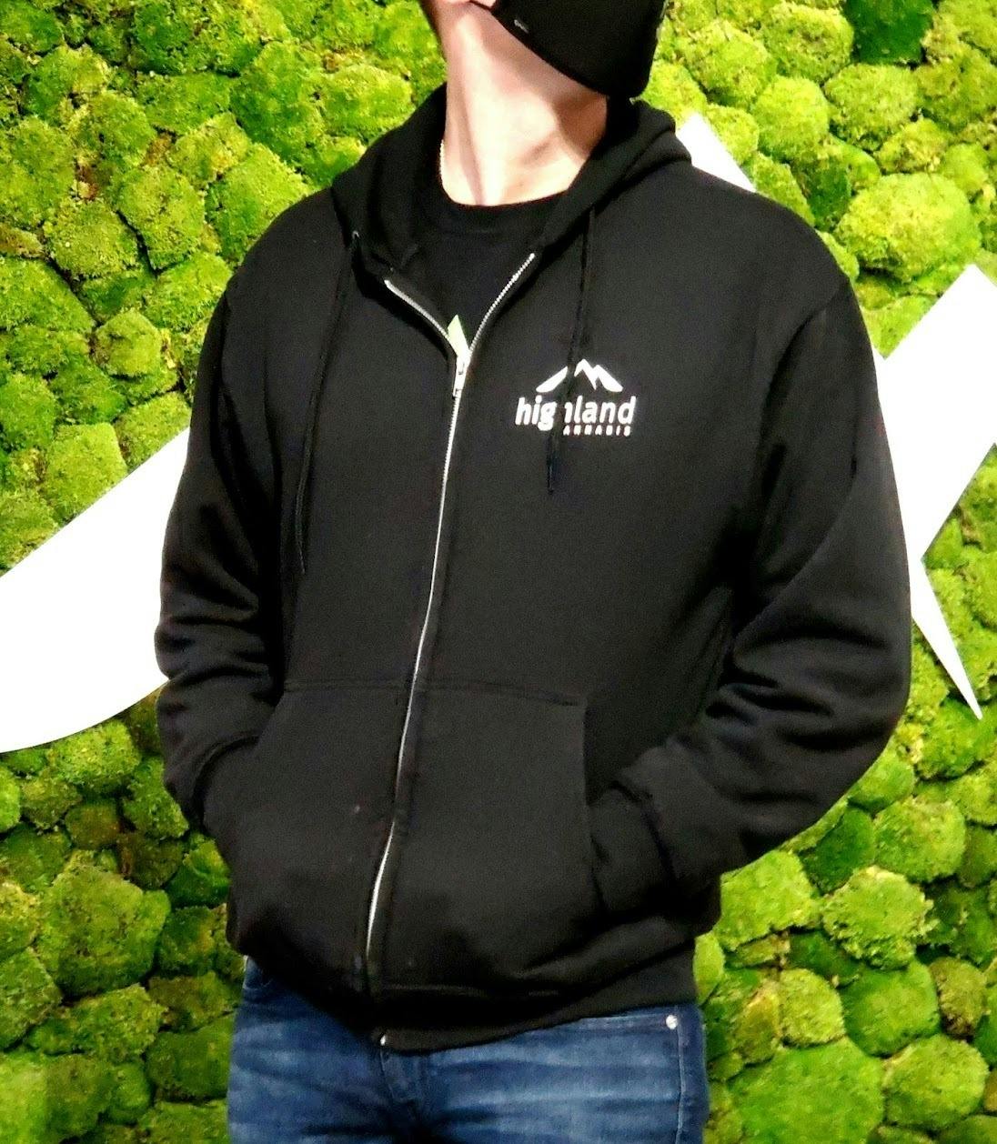 Highland Cannabis ZIP Hoodie - Black - Medium