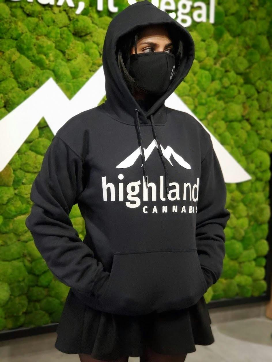 Highland Cannabis Pullover Hoodie - Black - Large