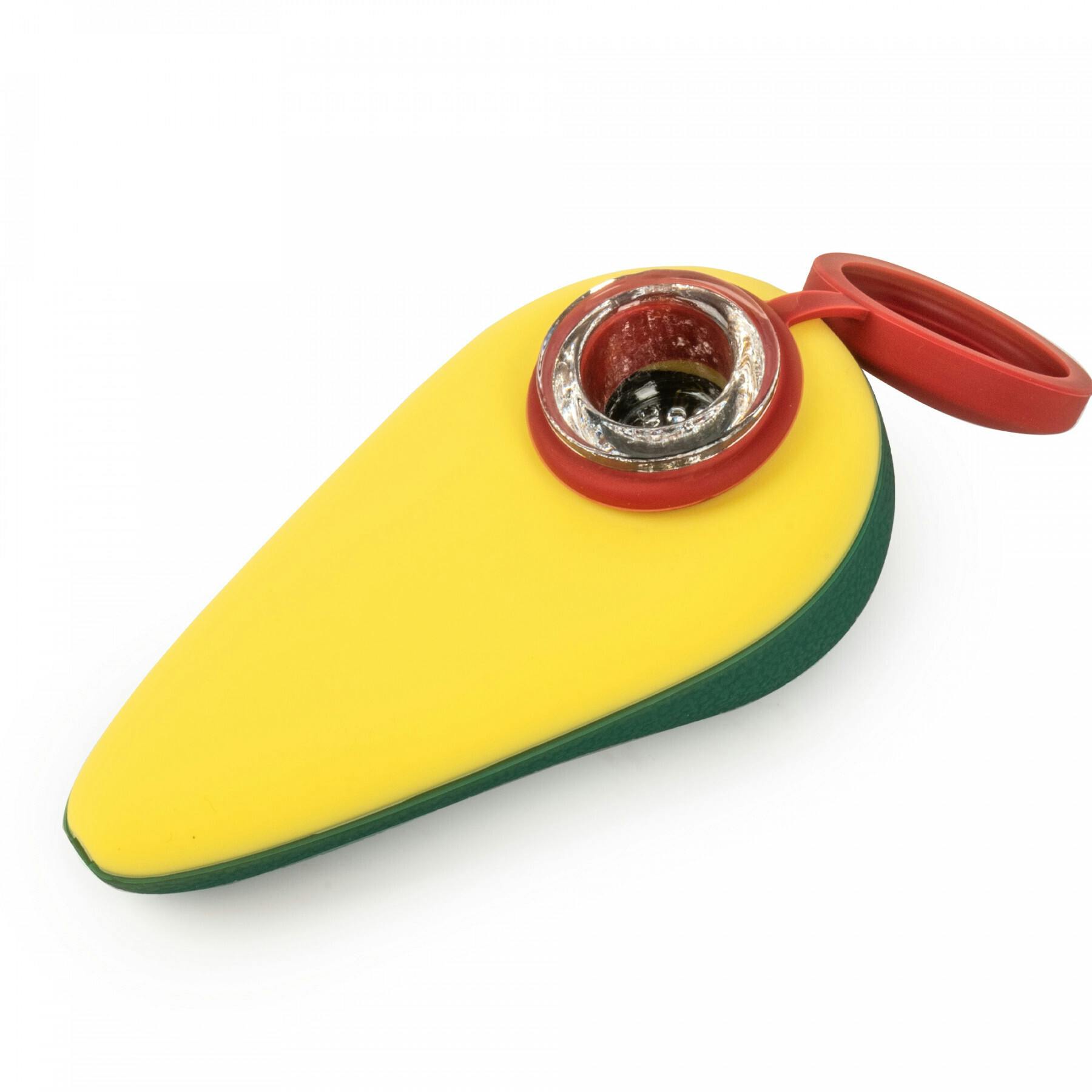 Fun Hand Pipes - 4" Silicone Avocado W/ Glass Bowl & Cover