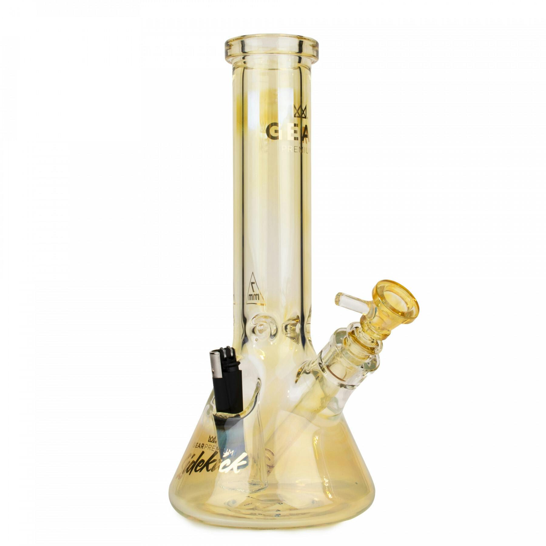 Gear Premium 12" Tall 7mm Sidekick Beaker Tube W/Built In Lighter Holder - Colour Changing