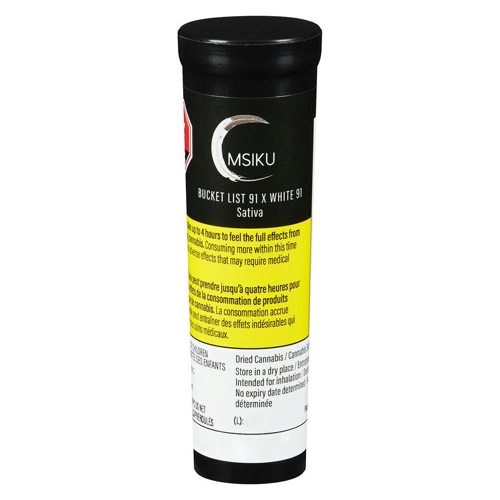 MSIKU - Bucket List 91 x White 91 3 x 0.5g Pre-Roll - Sativa - 3x0.5g