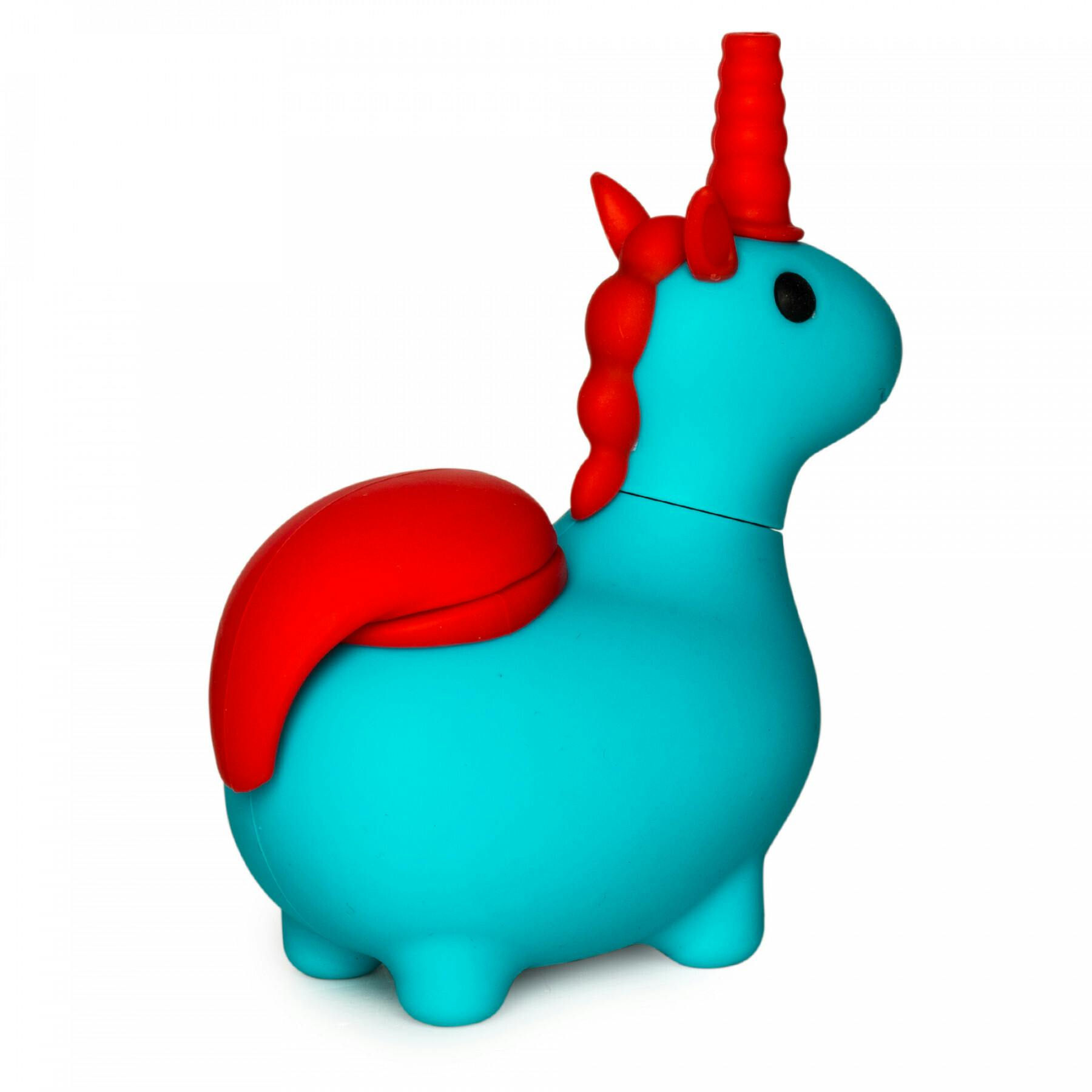 Fun Hand Pipes - 4.75'' Blue Unicorn — Silicone W/Glass Bowl & Cover