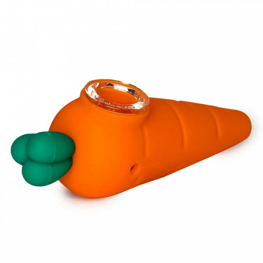 Fun Hand Pipes - 4.75'' Carrot — Silicone W/Glass Bowl