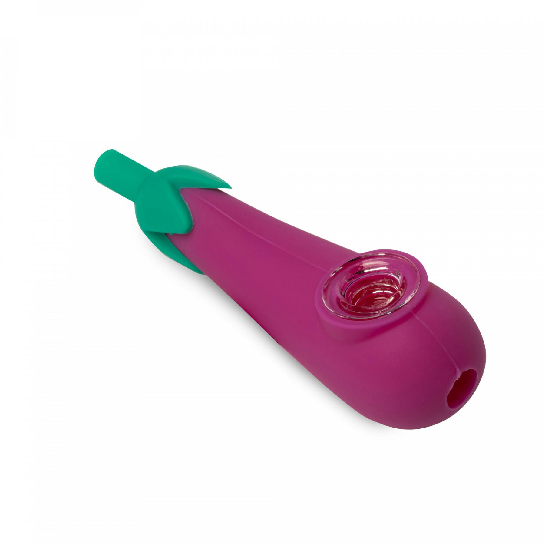 Fun Hand Pipes - 4'' Eggplant— Silicone W/Glass Bowl