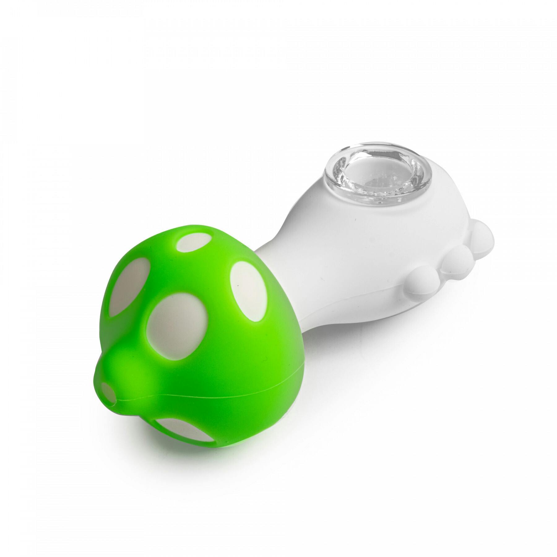 Fun Hand Pipes - 4.5'' Green Mushroom — Silicone W/Glass Bowl