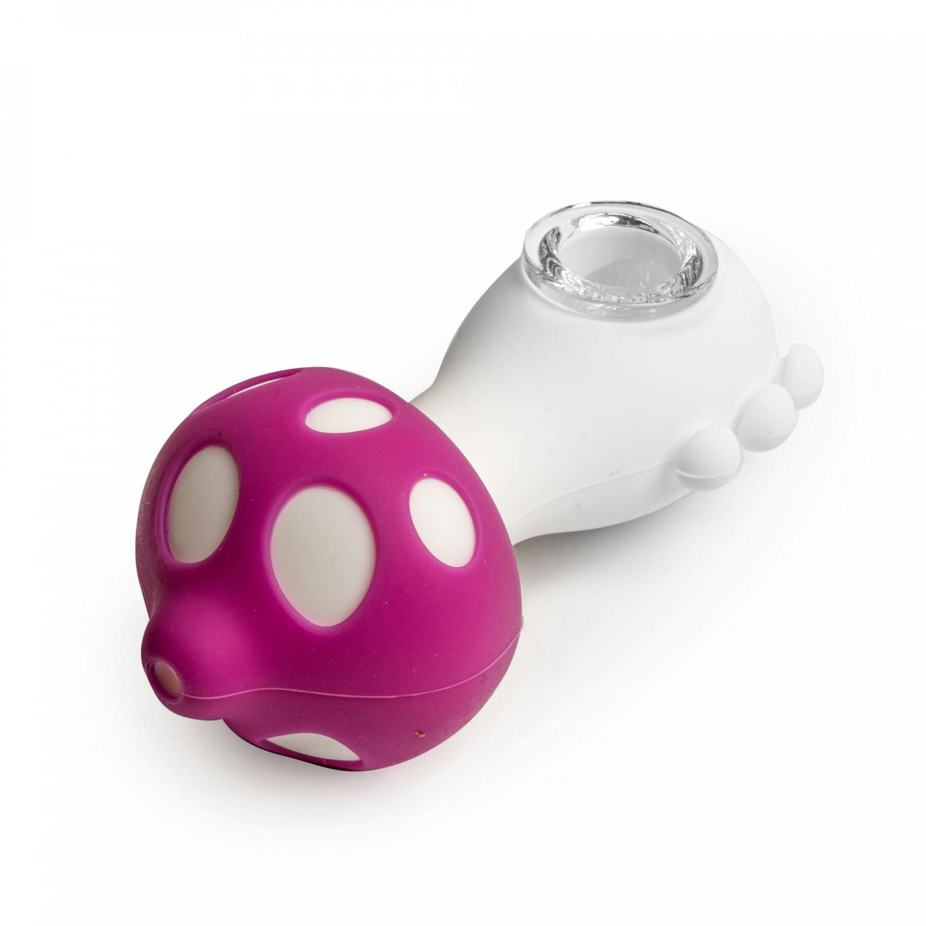 Fun Hand Pipes - 4.5'' Pink Mushroom — Silicone W/Glass Bowl