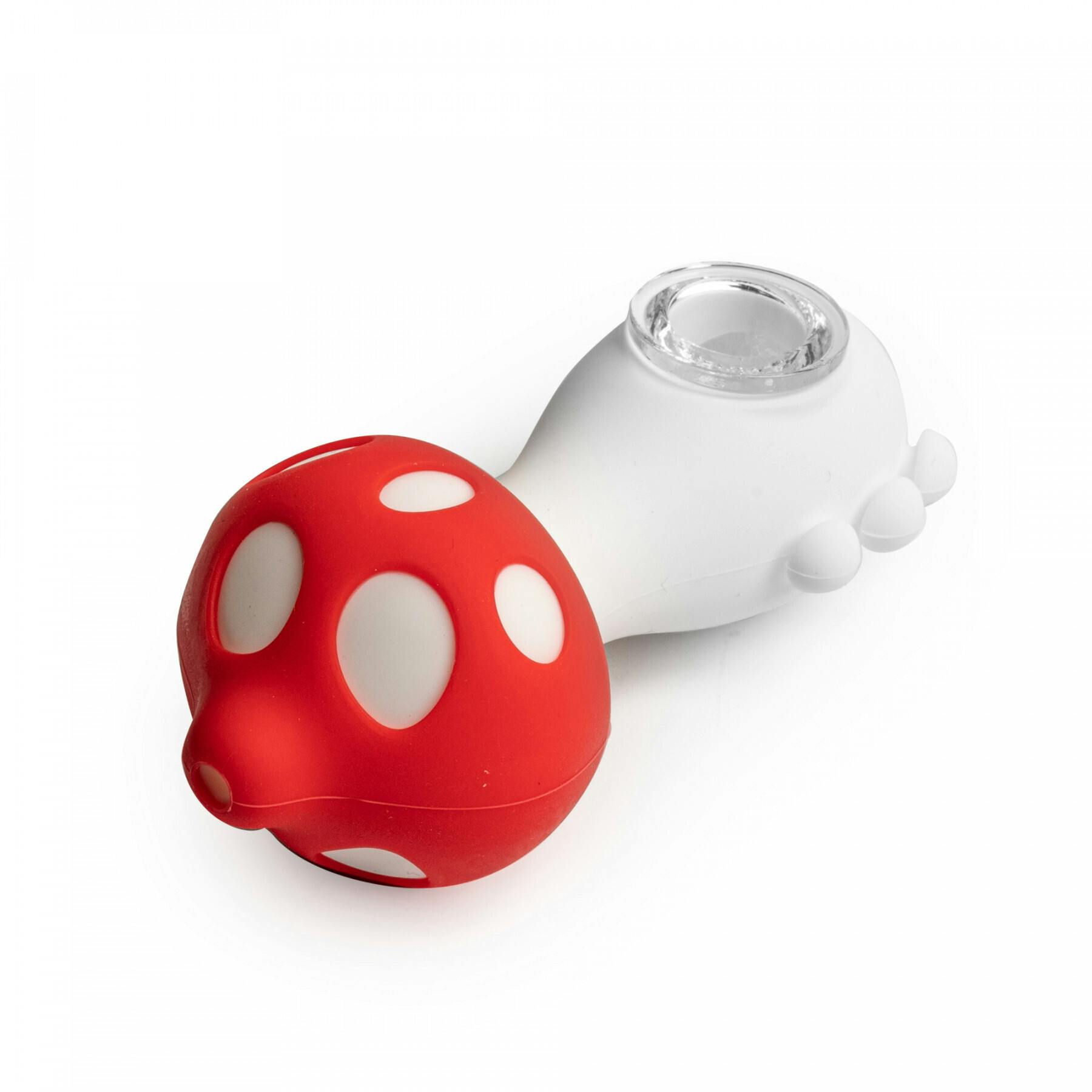 Fun Hand Pipes - 4.5'' Red Mushroom — Silicone W/Glass Bowl