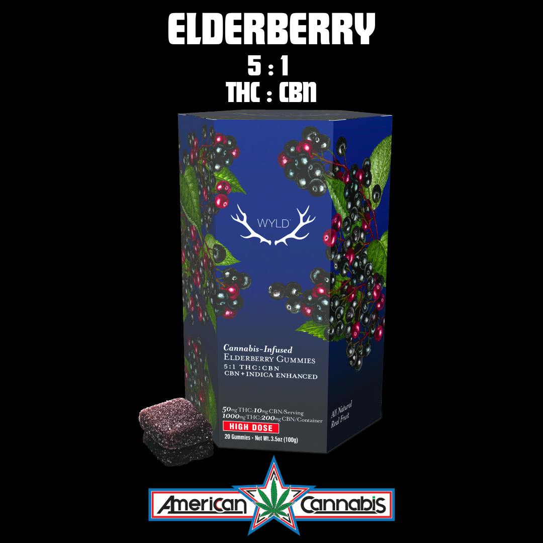 Elderberry 5:1 THC:CBN Indica Enhanced Gummies | 1000mg | 20ct | 50mg/ea