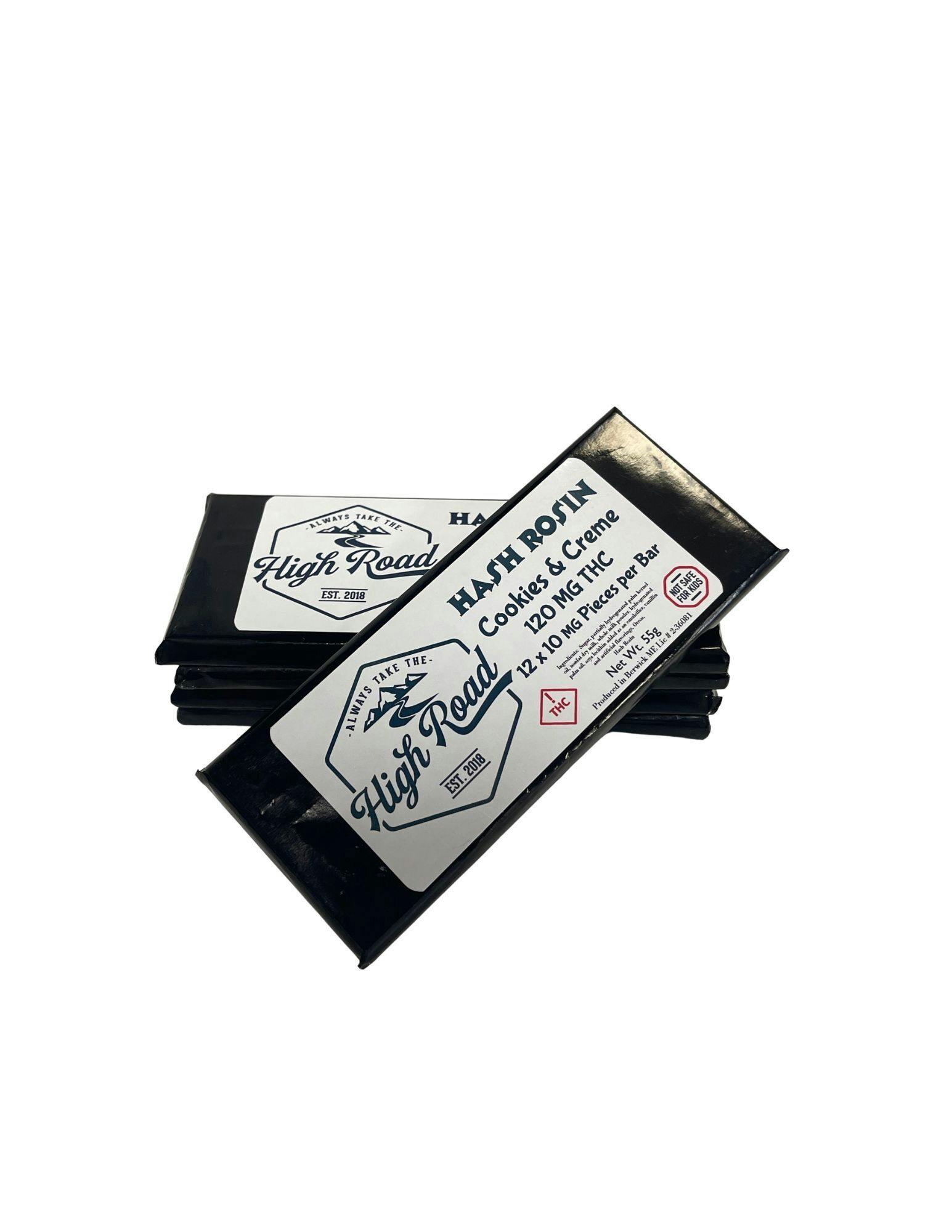 Hash Rosen Cookies & Cream Chocolate Bar - 120 MG THC High Road