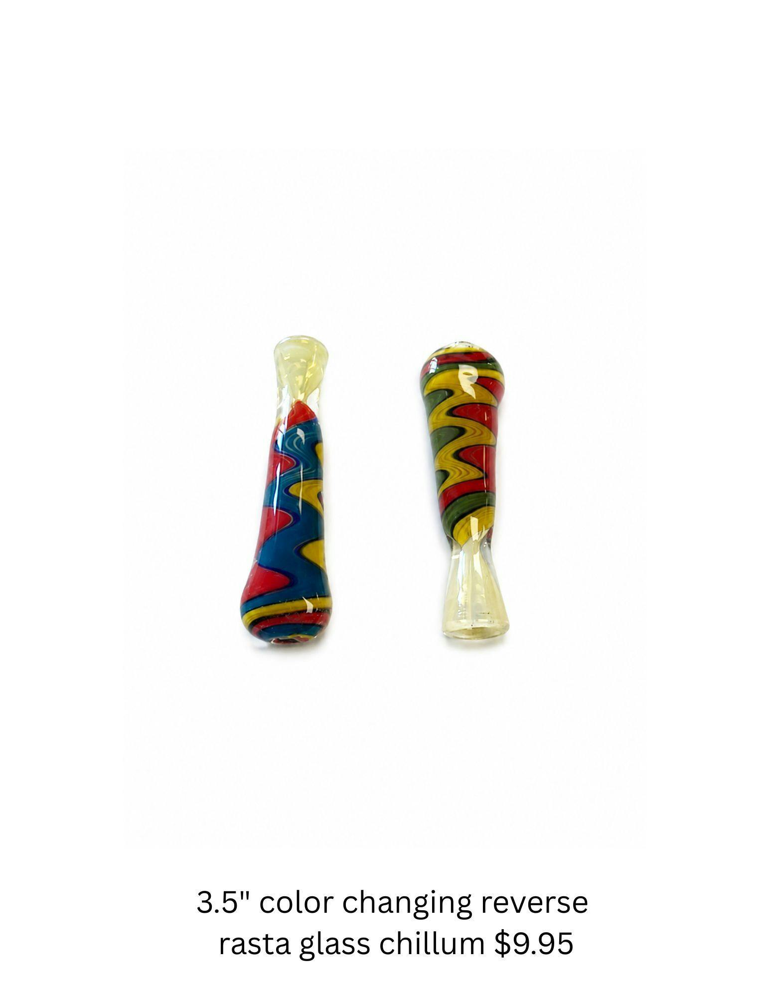 3.5" Color Changing Reverse Rasta Glass Chillum