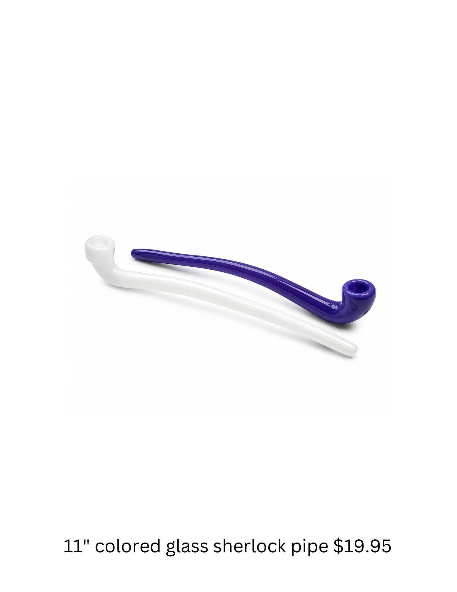 11" Colored Glass Sherlock Pipe