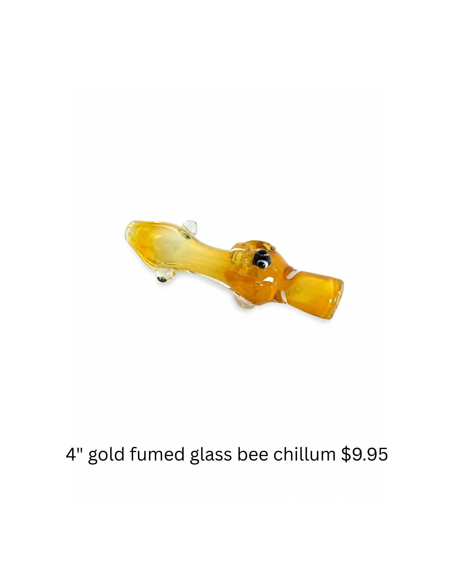 4" Gold Fumed Glass Bee Chillum