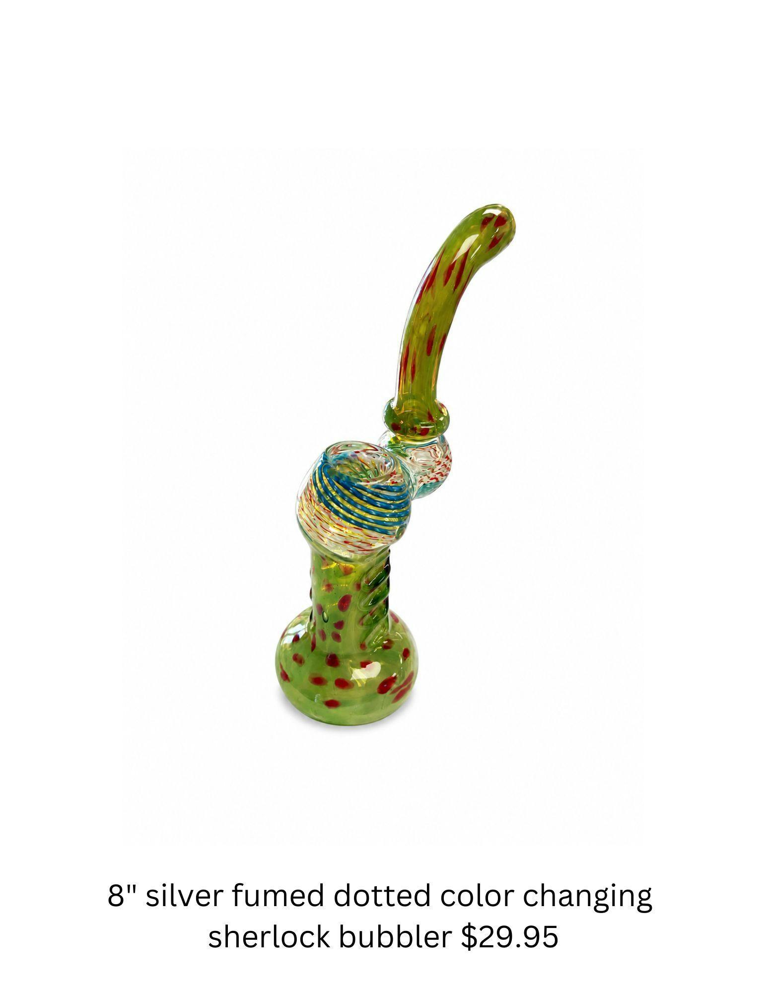 8" Silver Fumed Dotted Color Changing Sherlock Bubbler