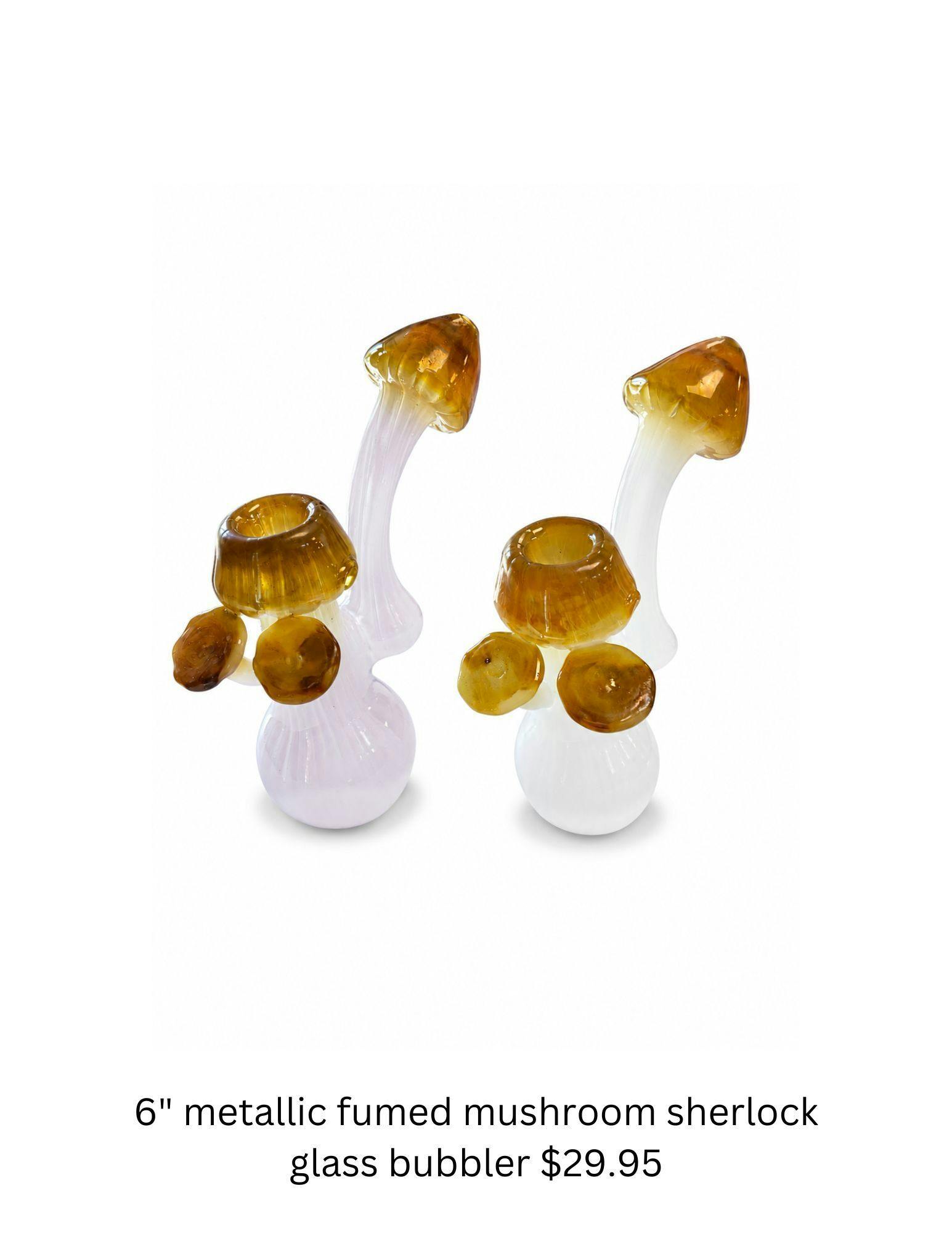 6" Metallic-Fumed Mushroom Sherlock Glass Bubbler