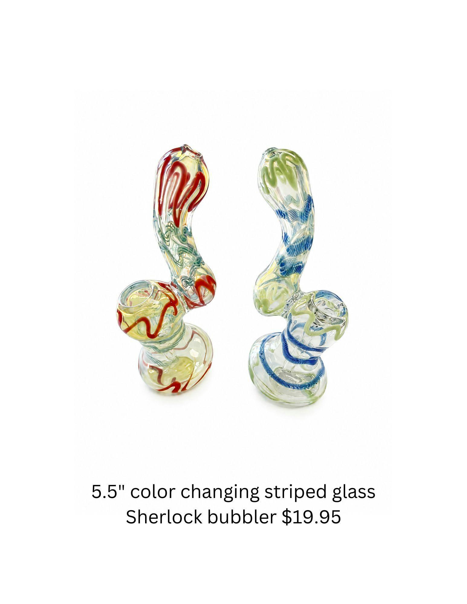 5.5" Color Changing Striped Glass Sherlock Bubbler