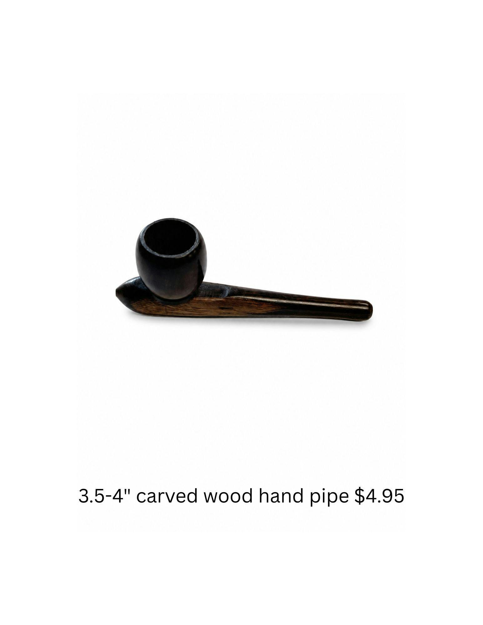 3.5-4" Carved Wood Hand Pipe