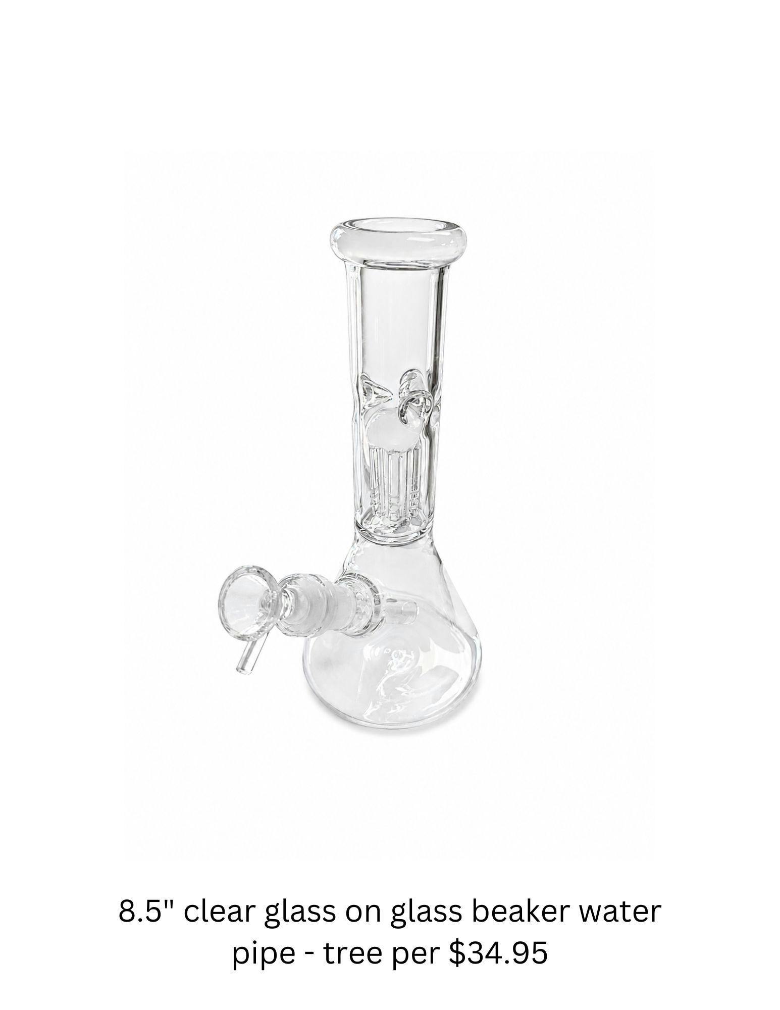8.5" Clear Glass-on-Glass Beaker Water Pipe - Tree Perc