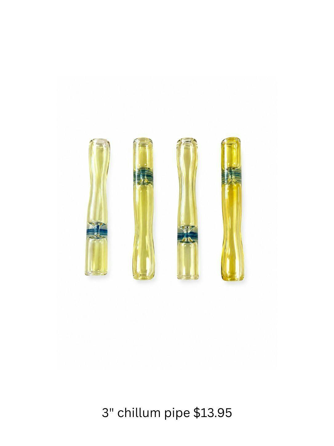 Golden Glass Tube One Hitter Pipe - 3" Handmade