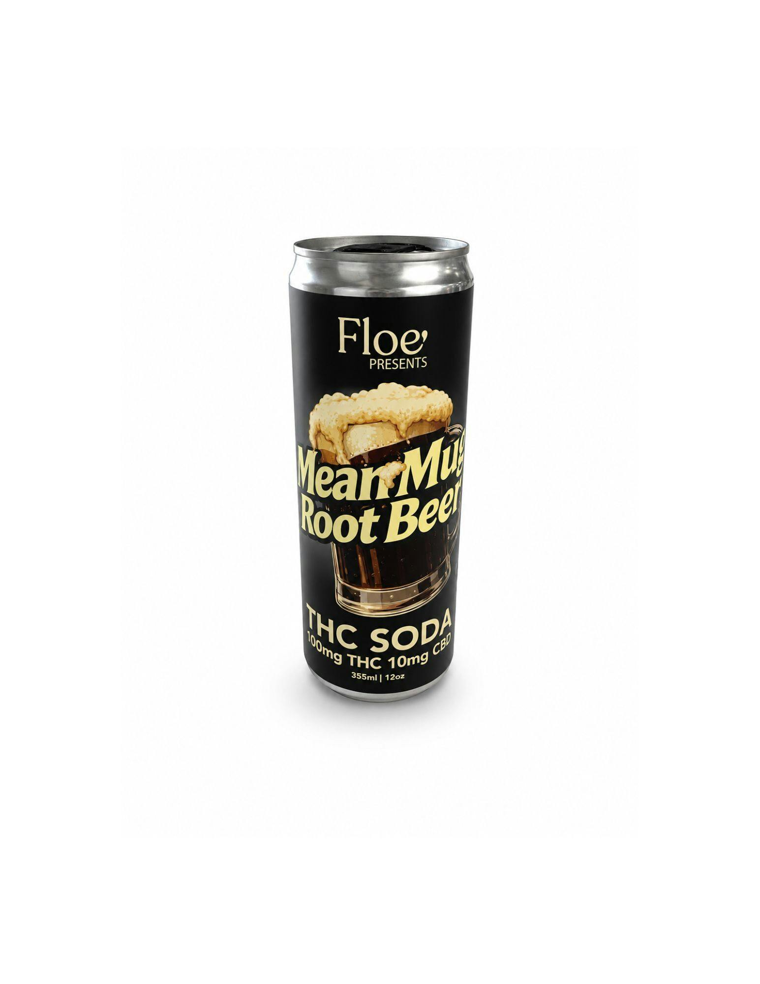 Floe' - Mean Mug Root Beer 12oz THC Soda 100mg THC - 10mg CBD