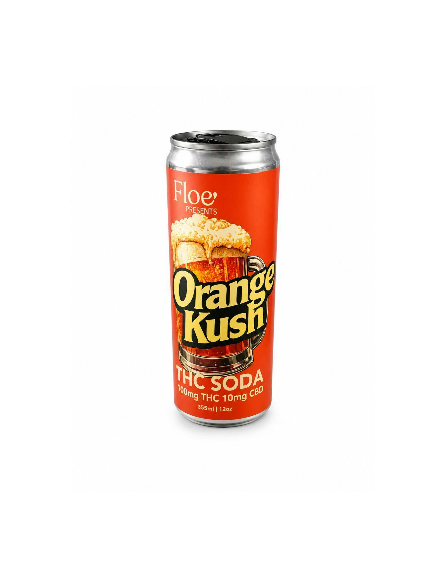 Floe' - Orange Kush 12oz THC Soda 100mg THC - 10mg CBD