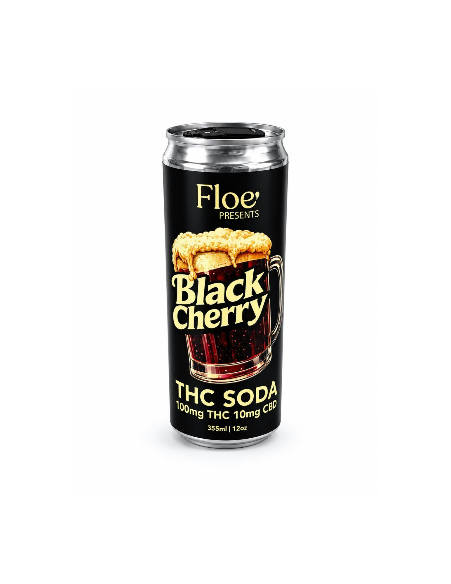 Floe' - Black Cherry 12oz THC Soda 100mg THC - 10mg CBD