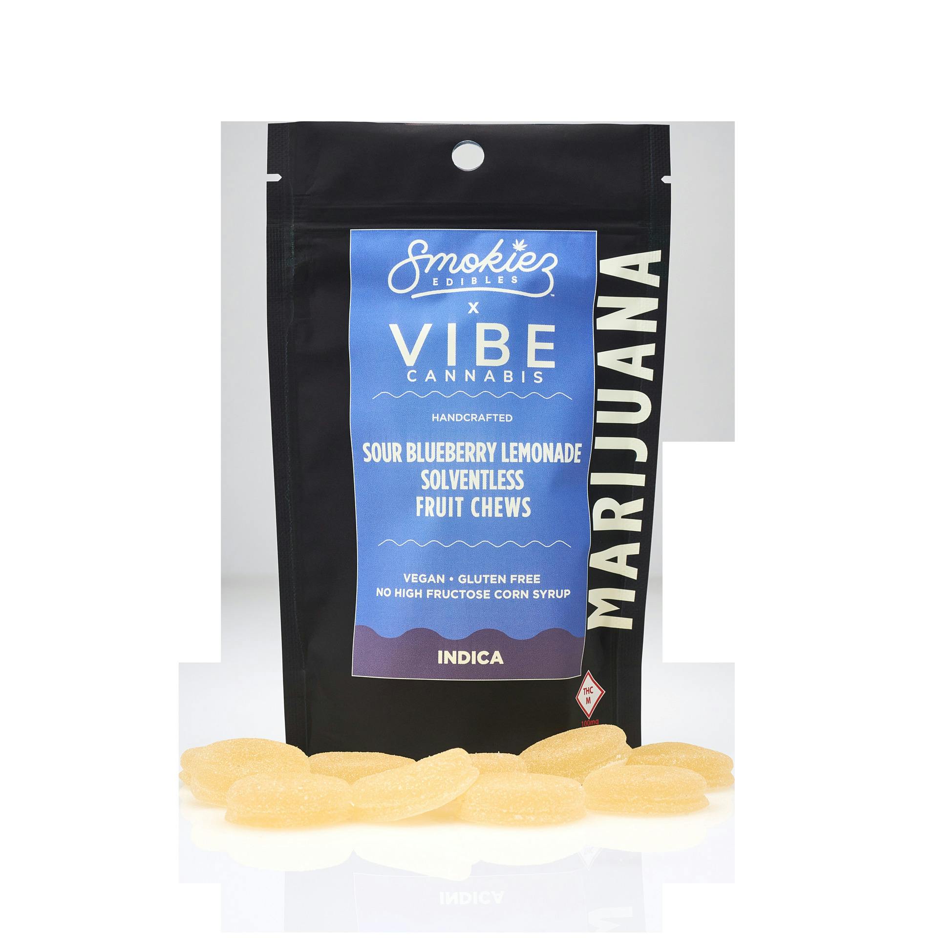 Smokiez x Vibe Cannabis: Solventless Gummiez | Sour Blueberry Lemonade | 100mg | 10pk