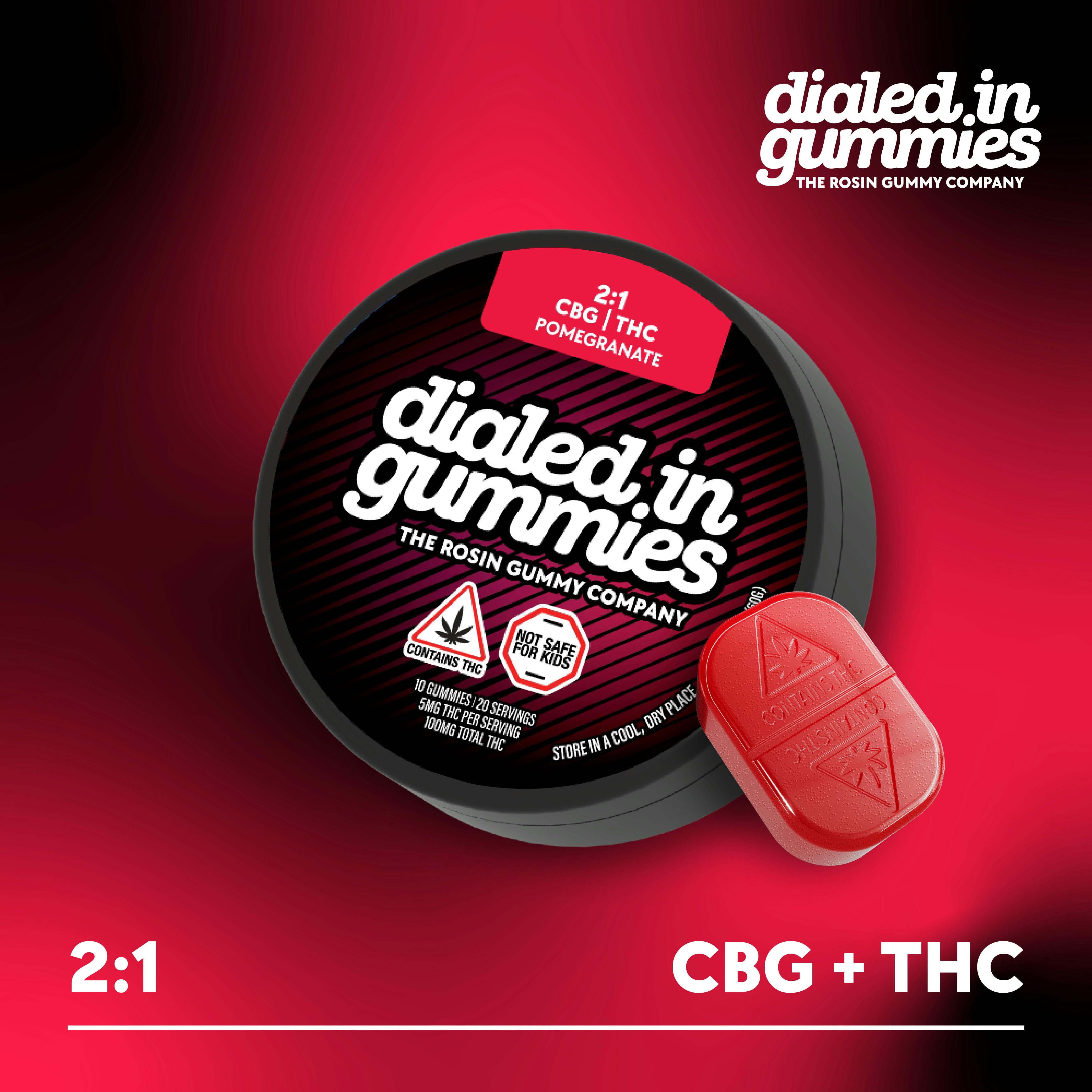 Pomegranate 2:1 THC:CBG Rosin Gummies 10pk