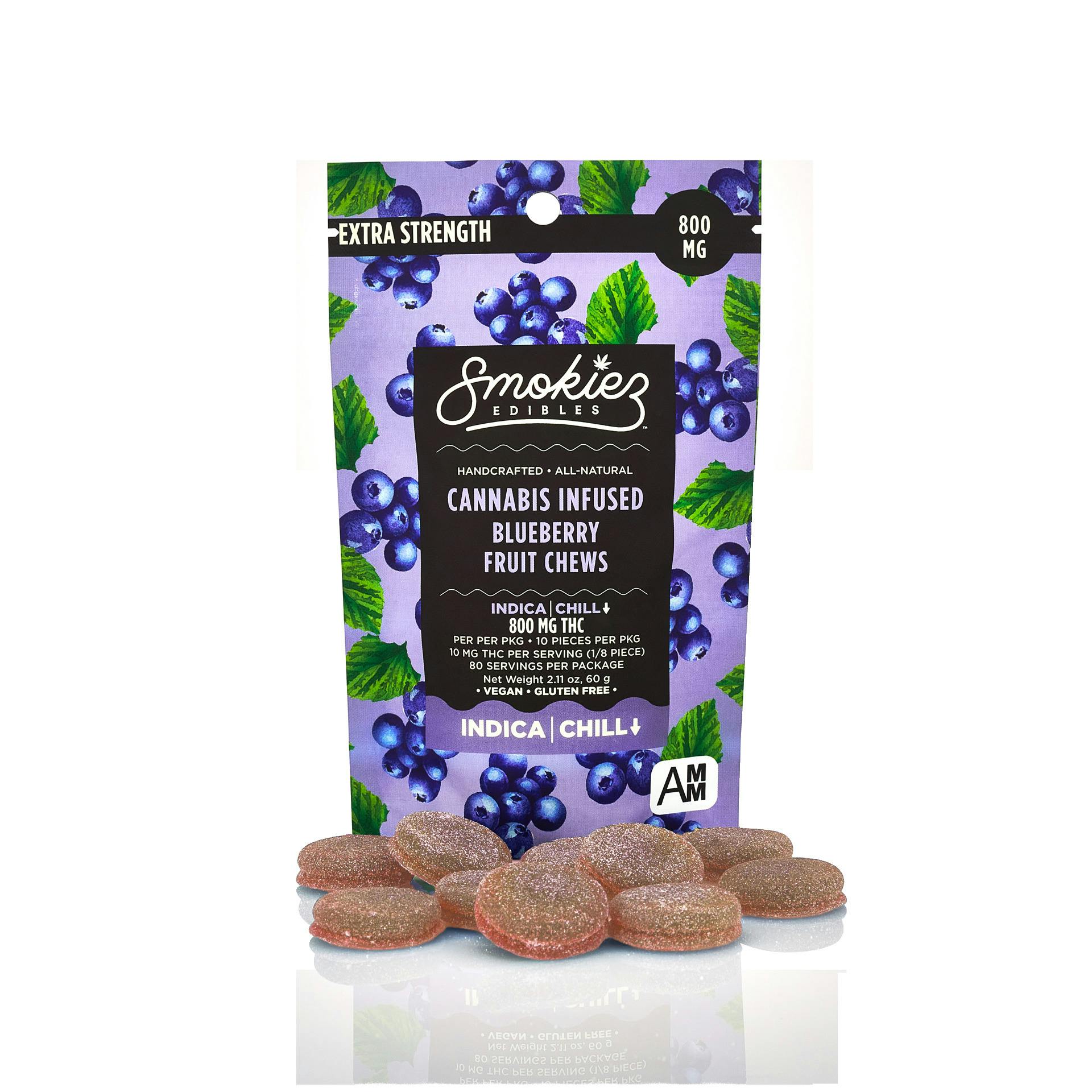 Smokiez - Edible - Gummies - Sour Blueberry - Indica - 800MG