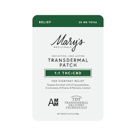 Mary's Medicinals - Topical - Patch - Relief - 1:1 THC:CBD - 10MG