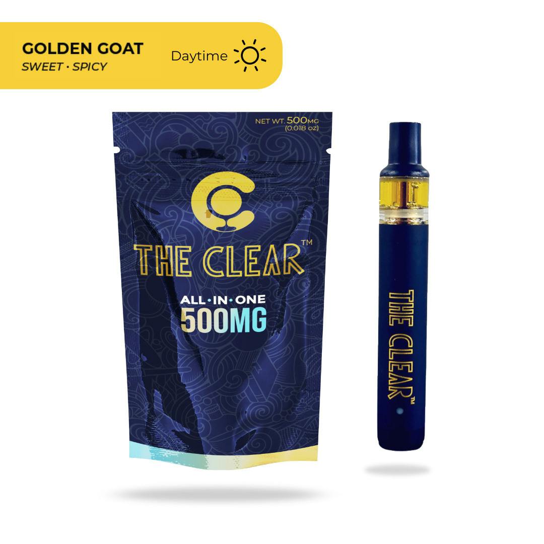 The Clear Elite - Vape Cart - Threaded - Golden Goat - Sativa - 0.5G at Speakeasy Dispensary