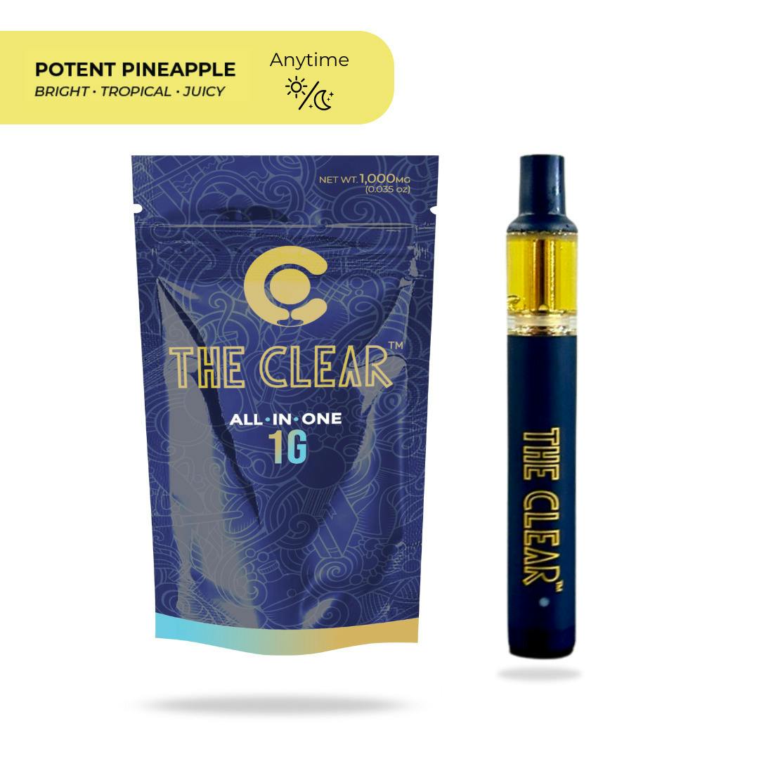 The Clear Elite - Vape Cart - AIO - Potent Pineapple - Hybrid - 1G