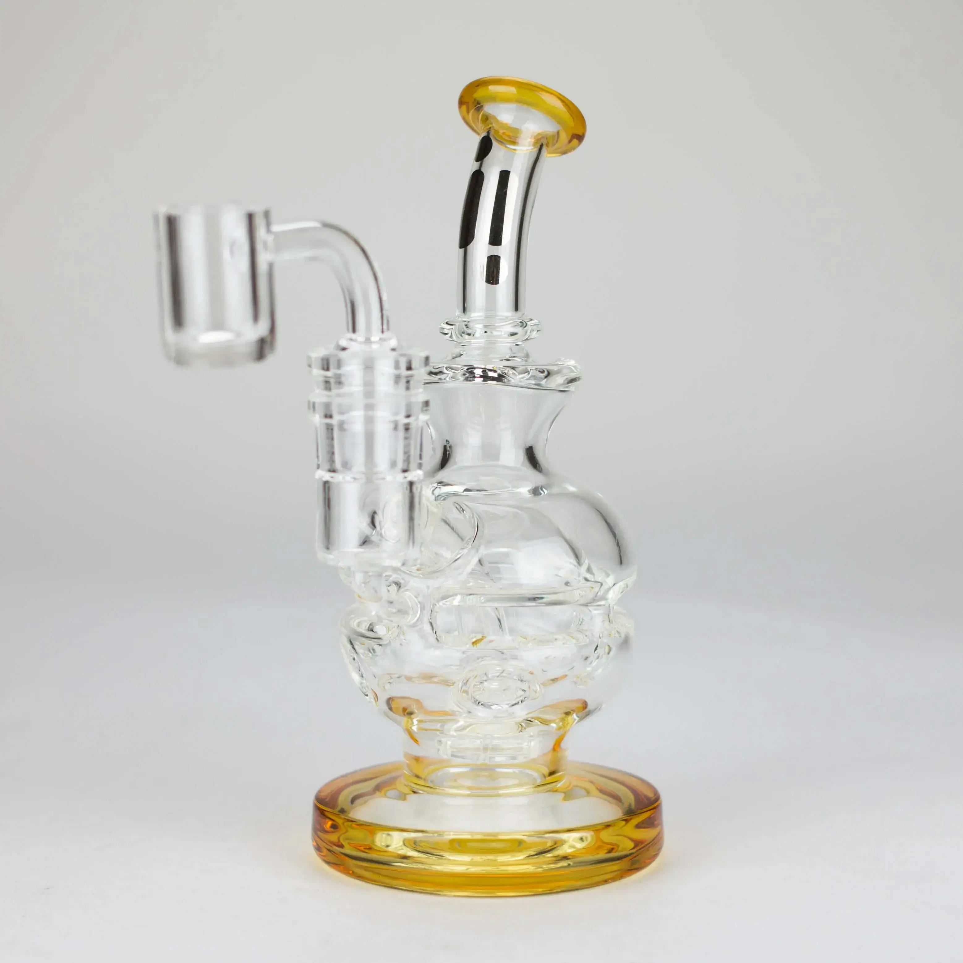Infyniti | 6" Double glass recycle rig with shower head diffuser - YELLOW
