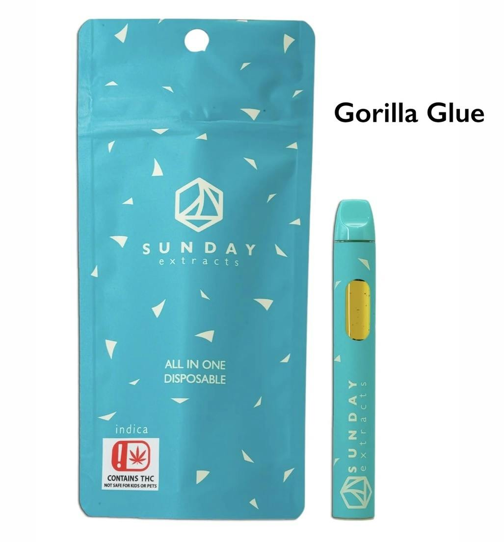 Gorilla Glue Disposable Cartridge 2g By Sunday Extracts (Taxes Included, OTD Pricing)
